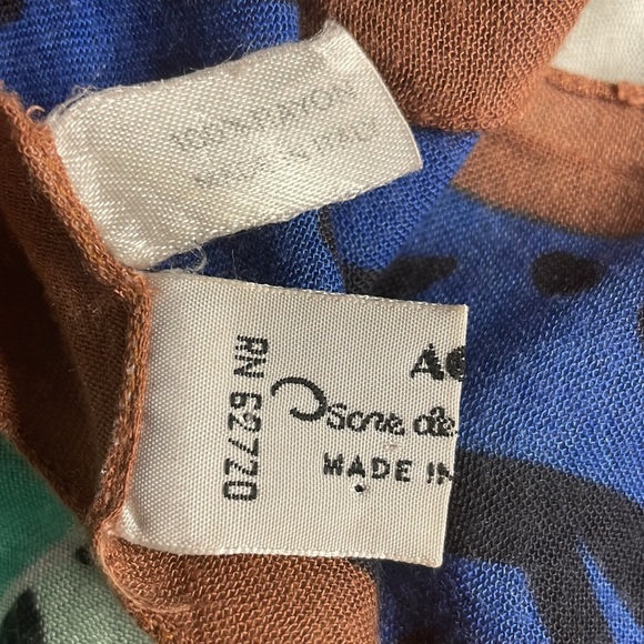 Vintage Oscar de la Renta abstract mixed print animal leaf print scarf - Picture 4 of 5